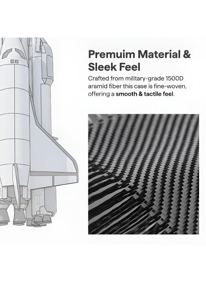 غطاء هاتف سامسونج جالاكسي S25 ULTRA من ألياف الأراميد الحقيقية [نحيف للغاية مغناطيسي] خفيف الوزن مقاوم للخدش - أسود غير لامع - Image 2